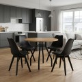 Dining room set 5pcs Roma - Viva Megapap pine oak color - black Ø80x75cm.