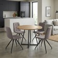 Dining room set 5pcs Rubes - Bianca Megapap oak color - beige Ø100x78cm.
