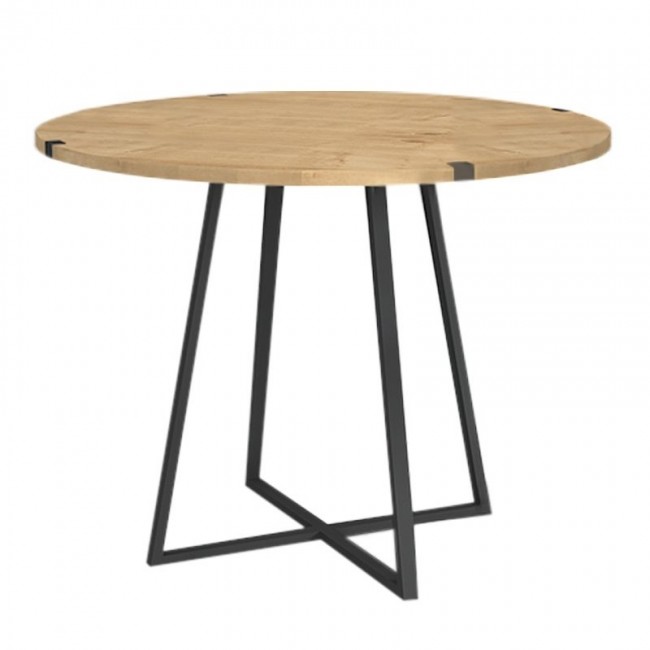 Dining room set 5pcs Rubes - Bianca Megapap oak color - grey Ø100x78cm.