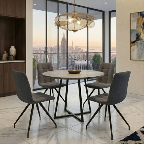 Dining room set 5pcs Rubes - Bianca Megapap concrete grey color - grey Ø100x78cm.