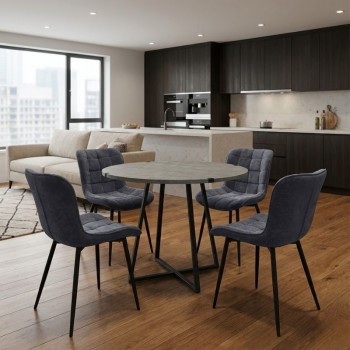 Dining room set 5pcs Rubes - Chiara Megapap concrete grey color - anthracite Ø100x78cm.