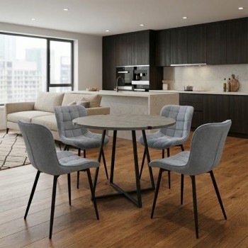 Dining room set 5pcs Rubes - Chiara Megapap concrete grey color - grey Ø100x78cm.