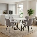 Dining room set 5pcs Rubes - Christy Megapap white color - beige Ø100x78cm.