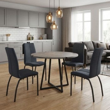 Dining room set 5pcs Rubes - Fina Megapap grey color - anthracite Ø100x78cm.