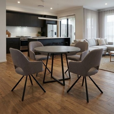 Dining room set 5pcs Rubes - Gabriel Megapap concrete gret color - beige Ø100x78cm.