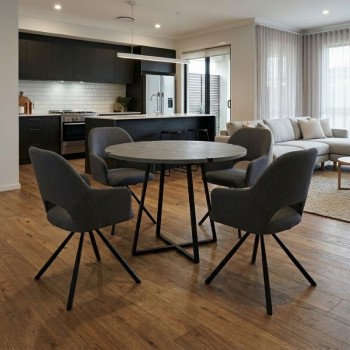 Dining room set 5pcs Rubes - Gabriel Megapap concrete gret color - grey Ø100x78cm.