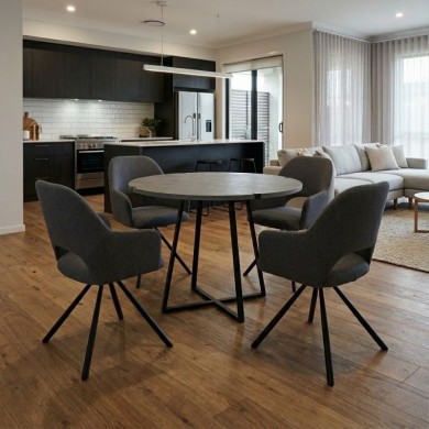 Dining room set 5pcs Rubes - Gabriel Megapap concrete gret color - grey Ø100x78cm.