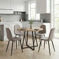 Dining room set 5pcs Rubes - Iris Megapap oak color - beige Ø100x78cm.