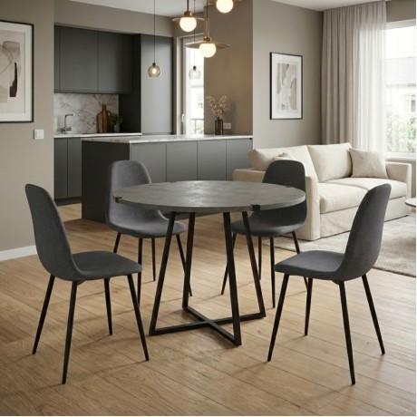 Dining room set 5pcs Rubes - Iris Megapap concrete grey color - grey Ø100x78cm.