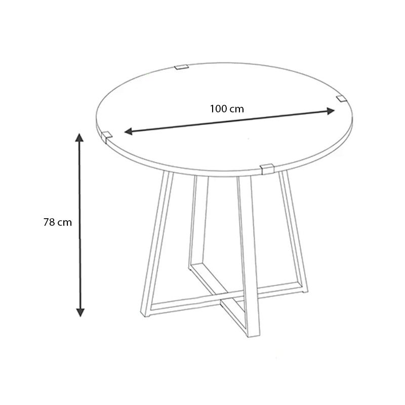 Dining room set 5pcs Rubes - Iris Megapap white color - grey Ø100x78cm.