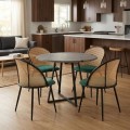 Dining room set 5pcs Rubes - Jacob Megapap concrete grey color - green Ø100x78cm.