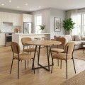 Dining room set 5pcs Rubes - Kevin Megapap oak color - mustard Ø100x78cm.