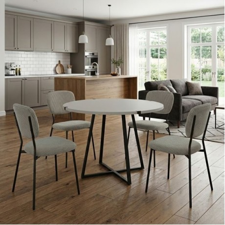 Dining room set 5pcs Rubes - Kevin Megapap white color - olive Ø100x78cm.