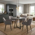 Dining room set 5pcs Rubes - Monica Megapap concrete grey color - beige Ø100x78cm.