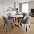 Dining room set 5pcs Rubes - Monica Megapap white color - beige Ø100x78cm.