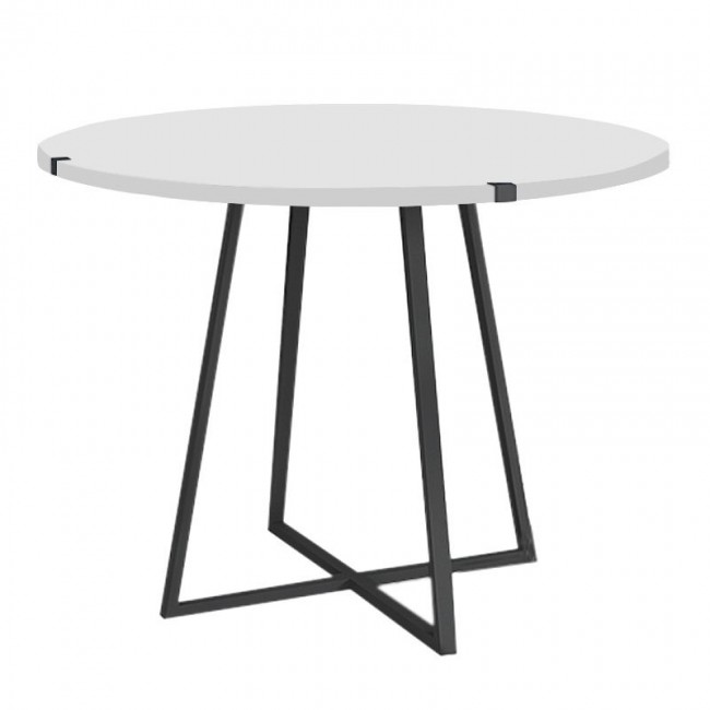 Σετ τραπεζαρία 5τμχ Rubes - Monica Megapap χρώμα λευκό - ανοιχτό μπεζ Ø100x78εκ.