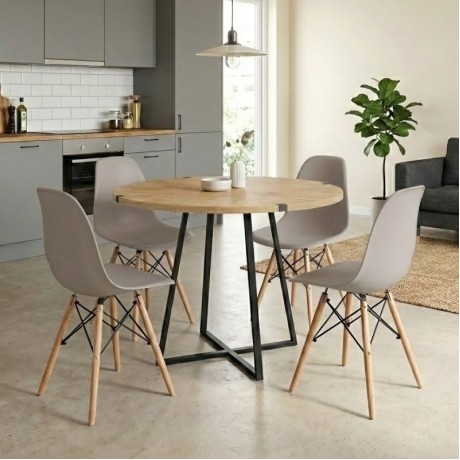 Dining room set 5pcs Rubes - Nova Megapap oak color - cappuccino Ø100x78cm.
