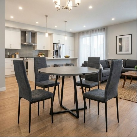 Dining room set 5pcs Rubes - Rosa Megapap concrete grey color - grey Ø100x78cm.