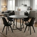 Dining room set 5pcs Rubes - Viva Megapap grey concrete color - black Ø100x78cm.