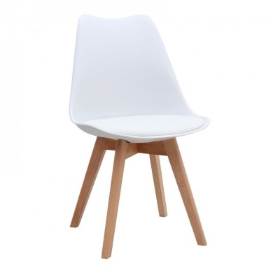 Σετ τραπεζαρία 5τμχ Rubes - Viva Megapap χρώμα λευκό - λευκό/φυσικό πόδι Ø100x78εκ.