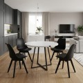 Dining room set 5pcs Rubes - Viva Megapap white color - black Ø100x78cm.