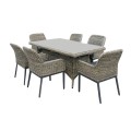 HAVANA Set Τραπεζαρία Κήπου ALU-Wicker Grey Brown-Ανθρακί: Τραπέζι 180x90 + 6 Πολυθρόνες