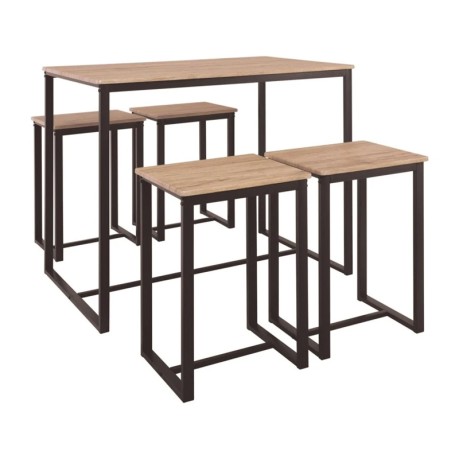 Σετ τραπεζαρία μπαρ Henry 5τμχ μεταλλικό - Mdf χρώμα sonoma 100x60x86εκ.