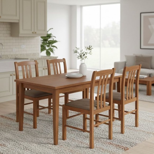 Dining set Adare Megapap 5 pcs solid wood - MDF extendable table 140/180x78x77cm.