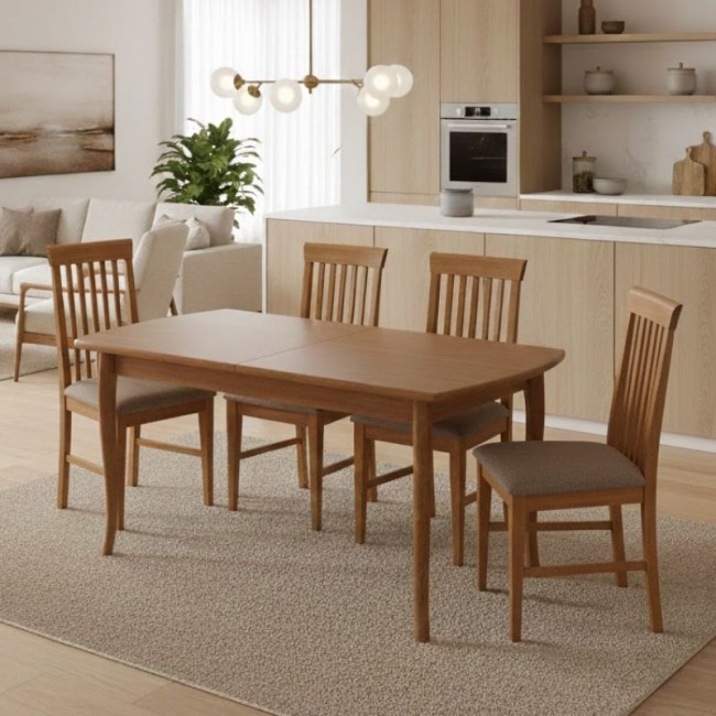 Dining set Belfast Megapap 5 pcs solid wood - MDF extendable table 150/200x89x78cm.