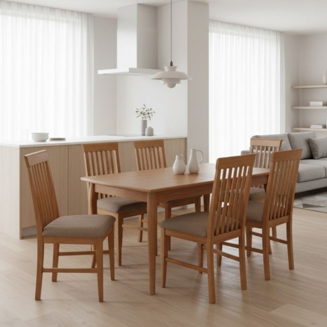 Dining set Belfast Megapap 7 pcs solid wood - MDF extendable table 150/200x89x78cm.