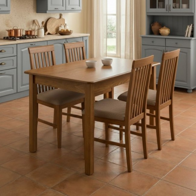 Dining set Bergen-Francis Megapap 5 pcs solid wood - MDF extendable table 120/150x68x77cm.