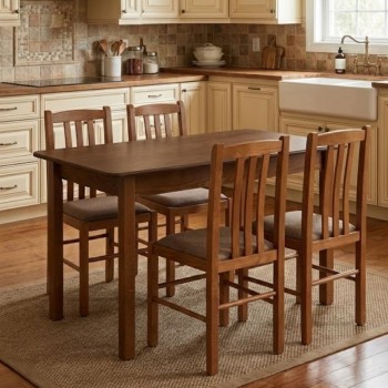 Dining set Bergen Megapap 5 pcs solid wood - MDF extendable table 120/150x68x77cm.
