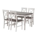 DAILY Set K/D (Table 118x74+4 Chairs) White/Dark Oak