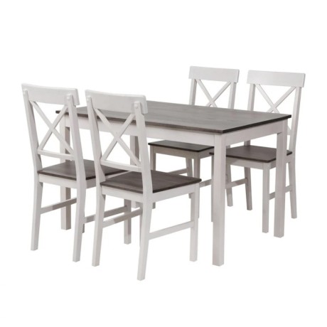 DAILY Set K/D (Table 118x74+4 Chairs) White/Dark Oak