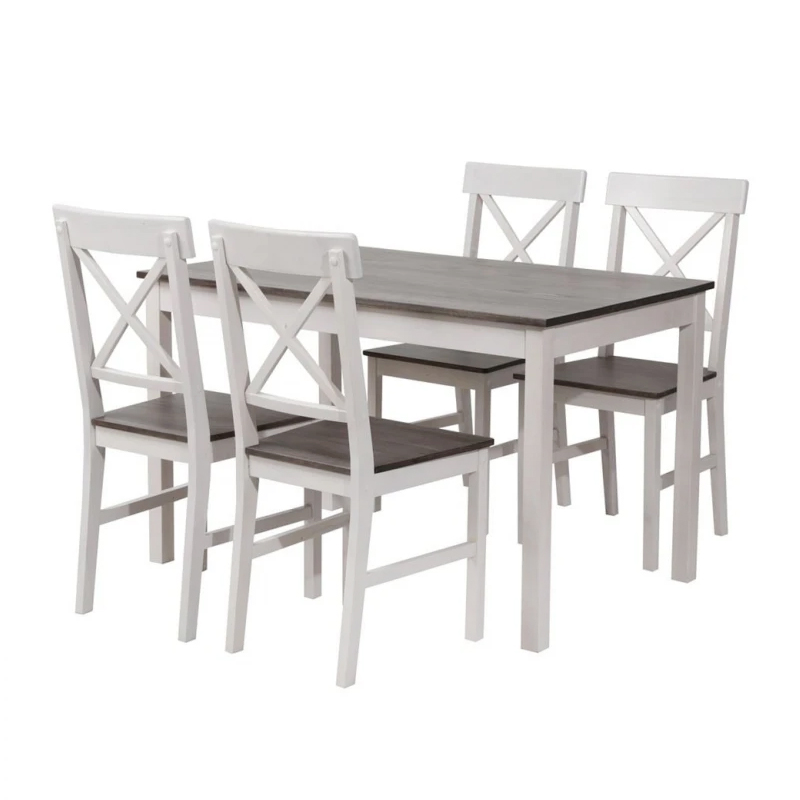DAILY Set K/D (Table 118x74+4 Chairs) White/Dark Oak