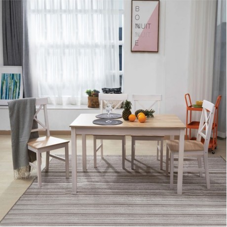 DAILY Set K/D (Table 118x74+4 Chairs) White/Natural