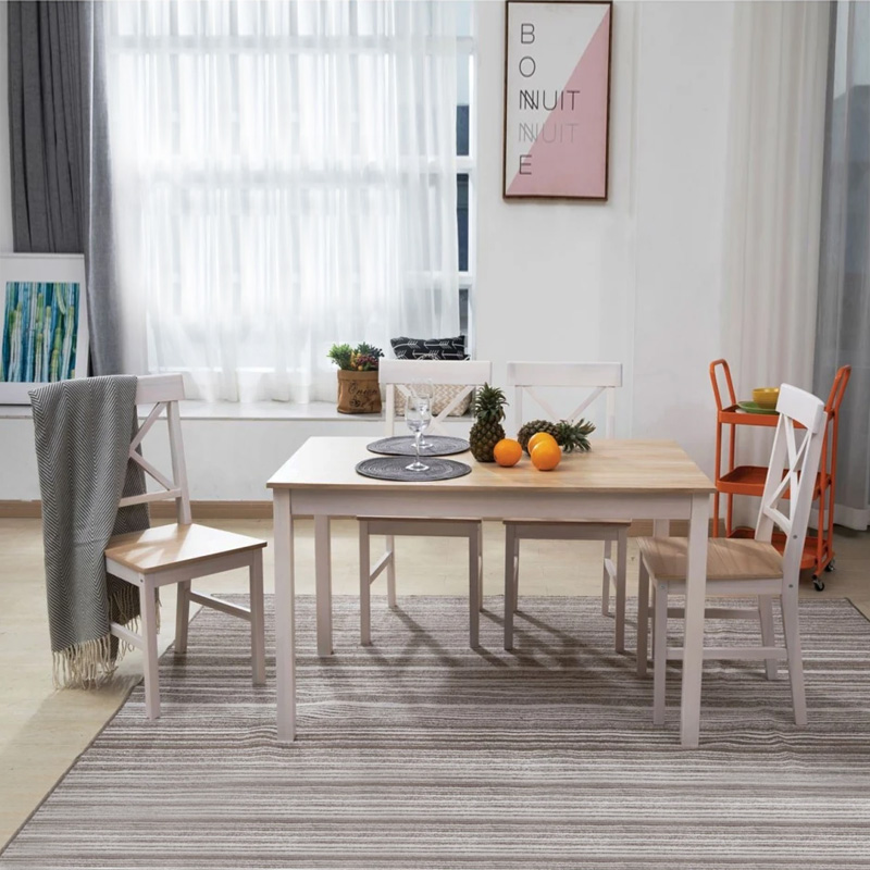 DAILY Set K/D (Table 118x74+4 Chairs) White/Natural