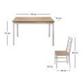DAILY Set K/D (Table 118x74+4 Chairs) White/Natural