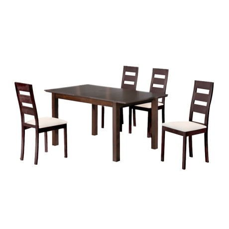 MILLER Set (Table 120+30x80+4 Chairs) Dark Walnut