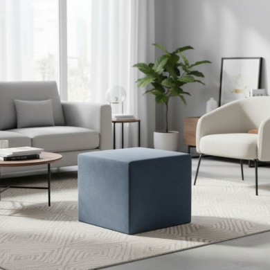 April Megapap velvet fabric stool in anthracite color 40x40x40cm.