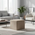 April Megapap velvet fabric stool in beige color 40x40x40cm.