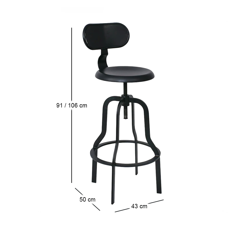 BRUNO Bar Stool Steel Black