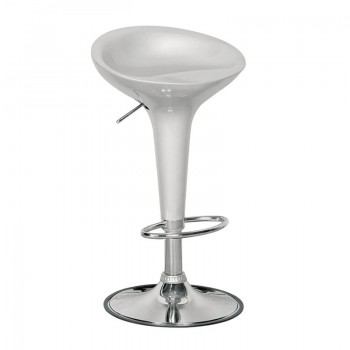 Disco bar stool with chrome frame and Abs coating in silver color 44x40x71/92cm.