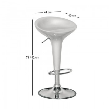 Disco bar stool with chrome frame and Abs coating in silver color 44x40x71/92cm.