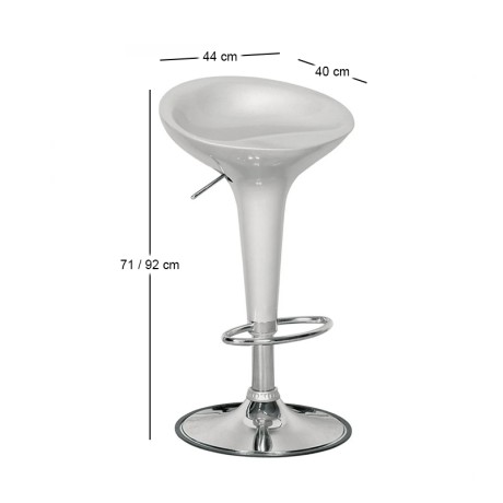 Disco bar stool with chrome frame and Abs coating in silver color 44x40x71/92cm.
