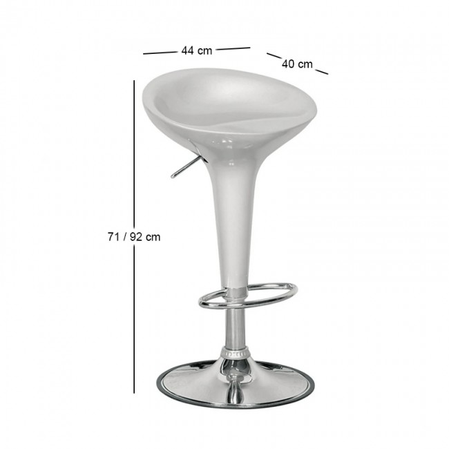 DISCO Bar Stool ABS Silver/Chromed Base