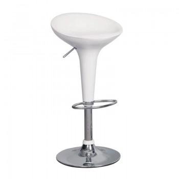 Disco bar stool with chrome frame and Abs coating in white color 44x40x71/92cm.