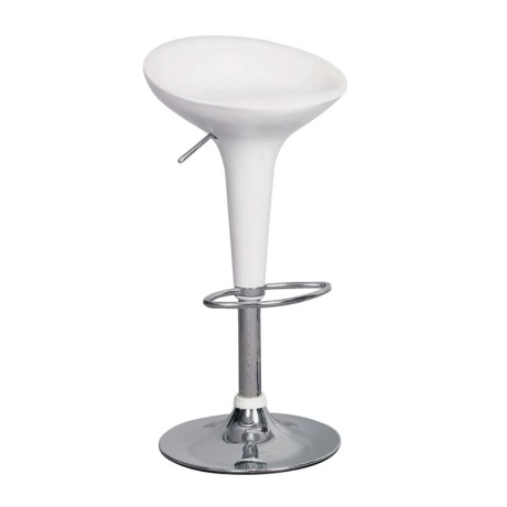Disco bar stool with chrome frame and Abs coating in white color 44x40x71/92cm.