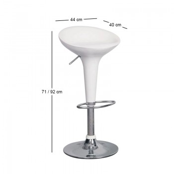 Disco bar stool with chrome frame and Abs coating in white color 44x40x71/92cm.