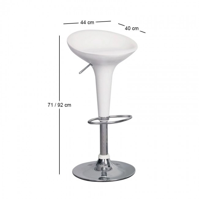 DISCO Bar Stool ABS White/Chromed Base